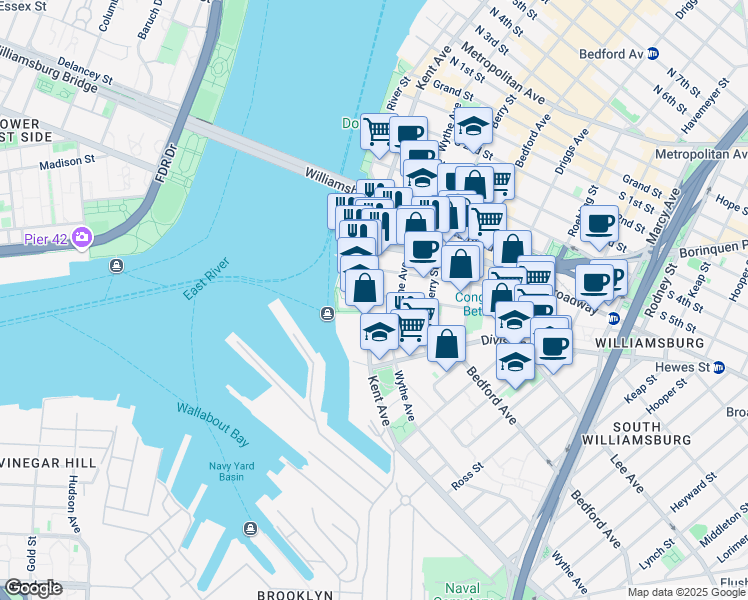 map of restaurants, bars, coffee shops, grocery stores, and more near in Brooklyn