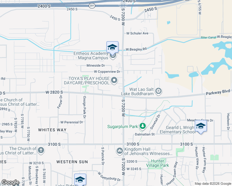 map of restaurants, bars, coffee shops, grocery stores, and more near 7221 West Lara Leigh Lane in Magna