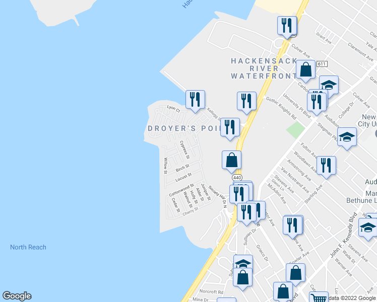 map of restaurants, bars, coffee shops, grocery stores, and more near 20 Mulberry Street in Jersey City