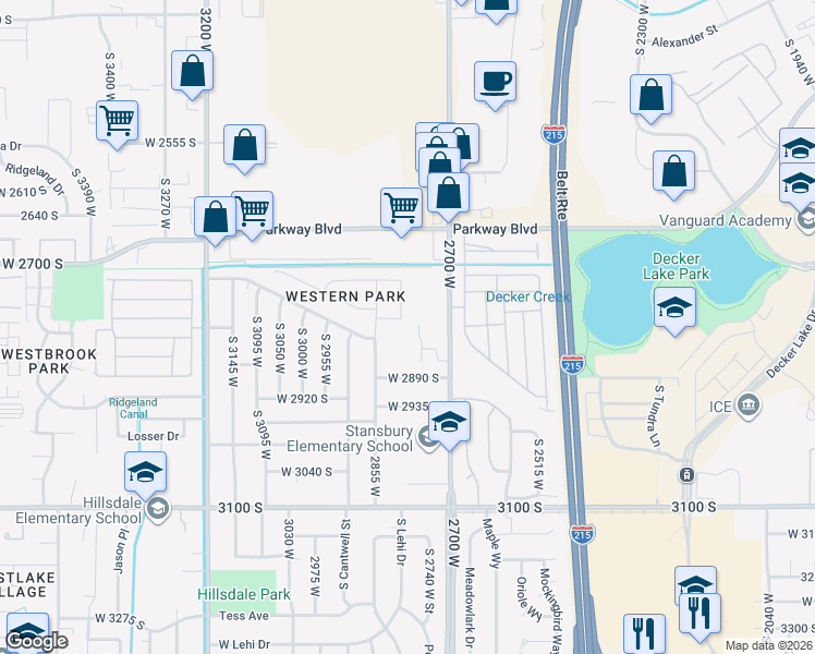map of restaurants, bars, coffee shops, grocery stores, and more near 2772 2805 west in West Valley City