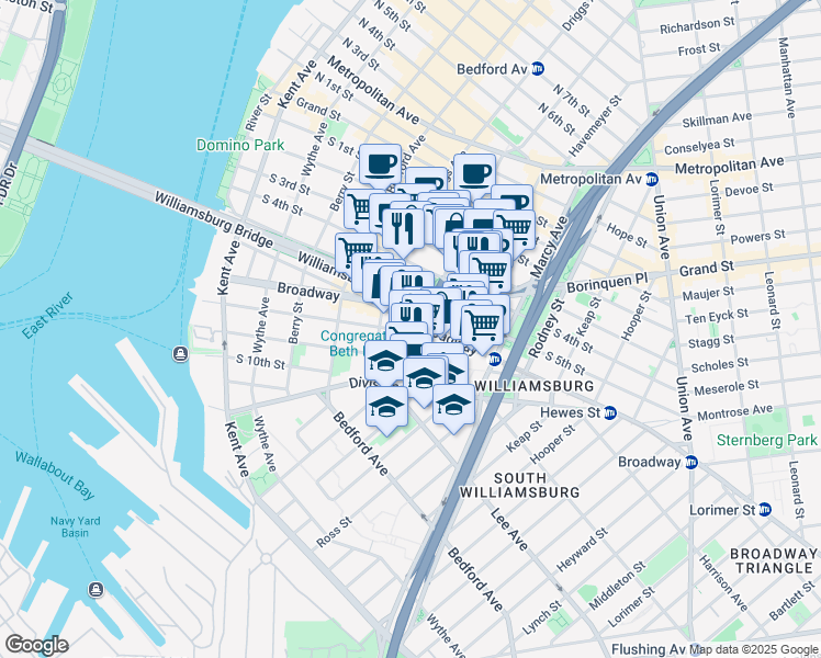map of restaurants, bars, coffee shops, grocery stores, and more near in Brooklyn
