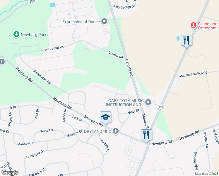 map of restaurants, bars, coffee shops, grocery stores, and more near 516 Mountain View Road in Nazareth