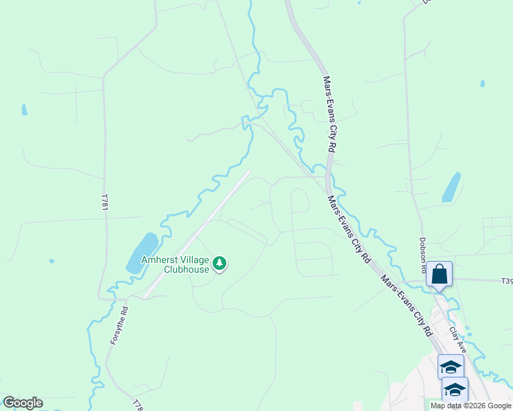 map of restaurants, bars, coffee shops, grocery stores, and more near 123 Jones Lane in Mars