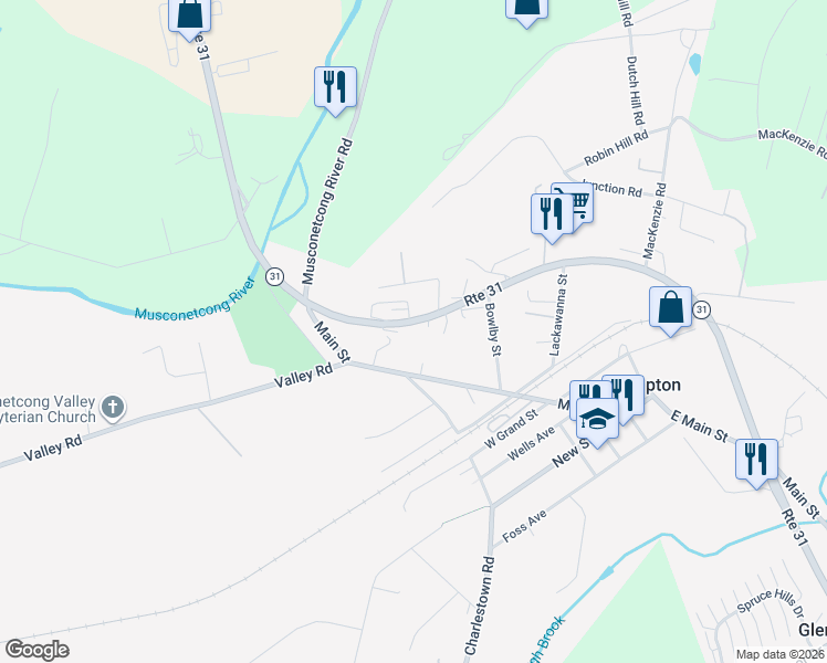 map of restaurants, bars, coffee shops, grocery stores, and more near 171 New Jersey 31 in Hampton