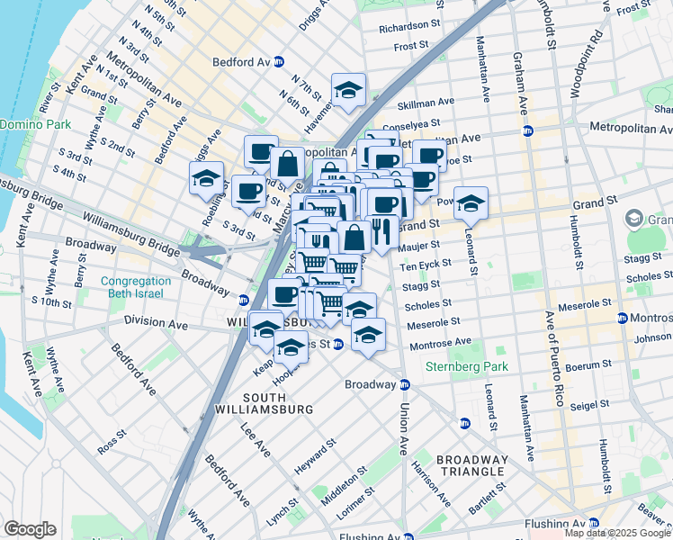 map of restaurants, bars, coffee shops, grocery stores, and more near in Brooklyn