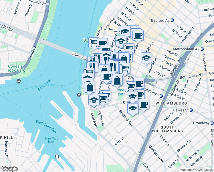 map of restaurants, bars, coffee shops, grocery stores, and more near in Brooklyn