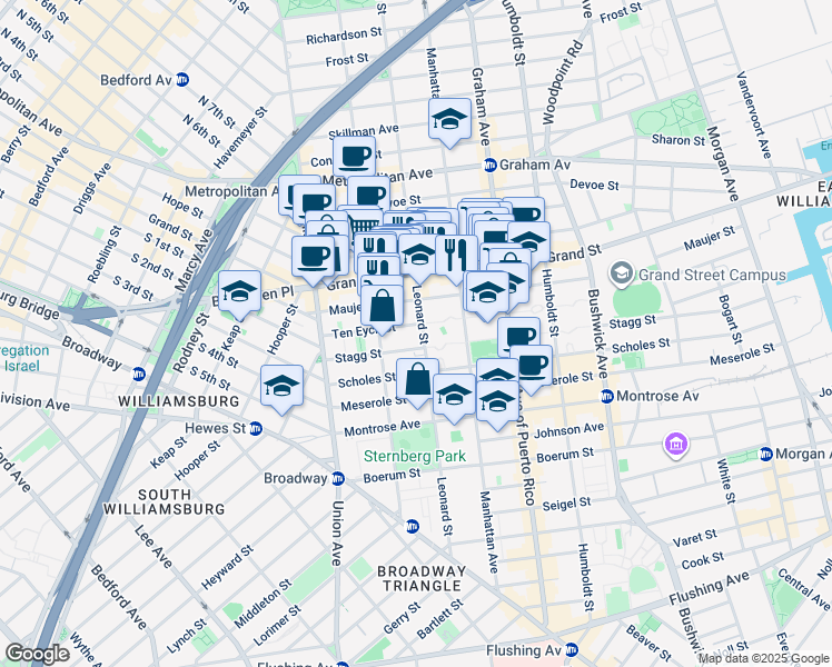 map of restaurants, bars, coffee shops, grocery stores, and more near in Brooklyn