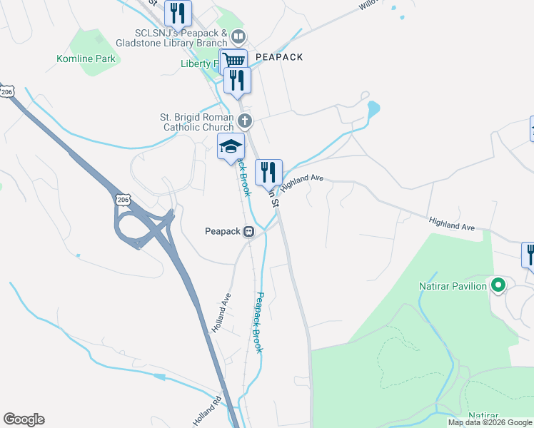map of restaurants, bars, coffee shops, grocery stores, and more near 85 Main Street in Somerset County