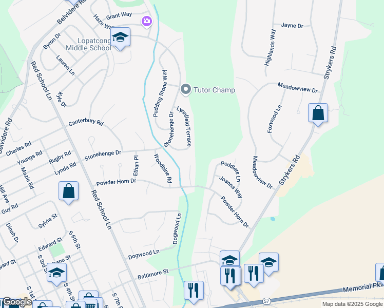 map of restaurants, bars, coffee shops, grocery stores, and more near 34 Lynnfield Terrace in Phillipsburg