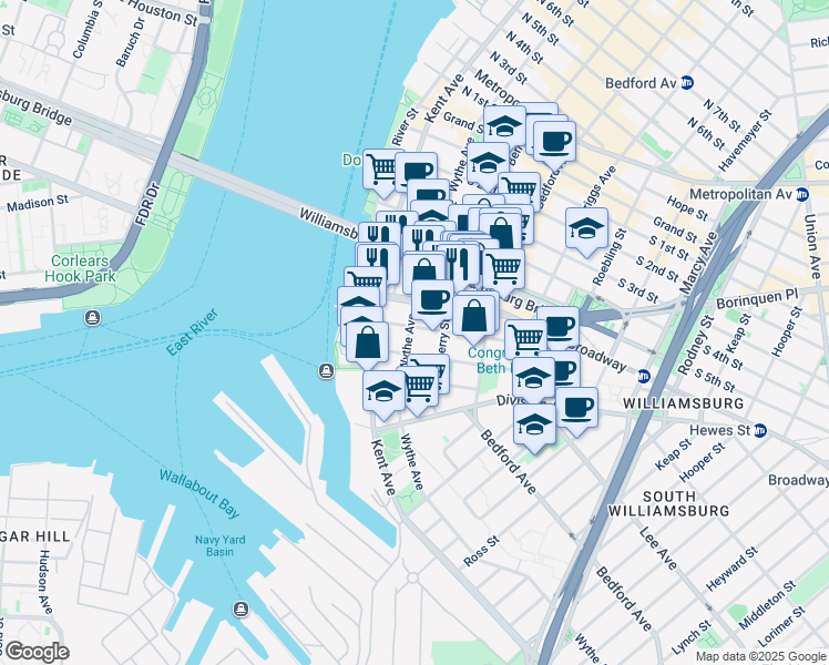 map of restaurants, bars, coffee shops, grocery stores, and more near in Brooklyn