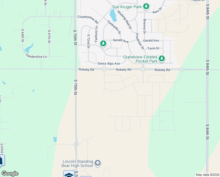 map of restaurants, bars, coffee shops, grocery stores, and more near 7405 Rokeby Road in Lincoln
