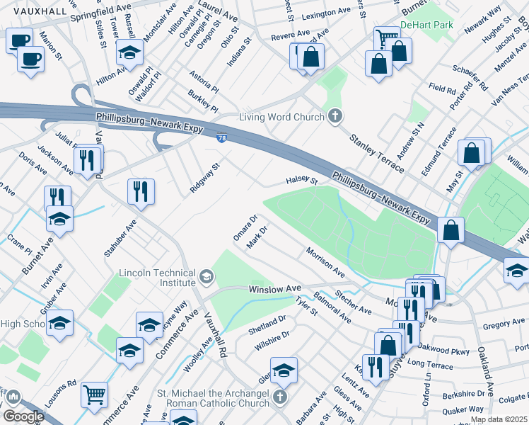 map of restaurants, bars, coffee shops, grocery stores, and more near 2303 Morrison Ave in Union