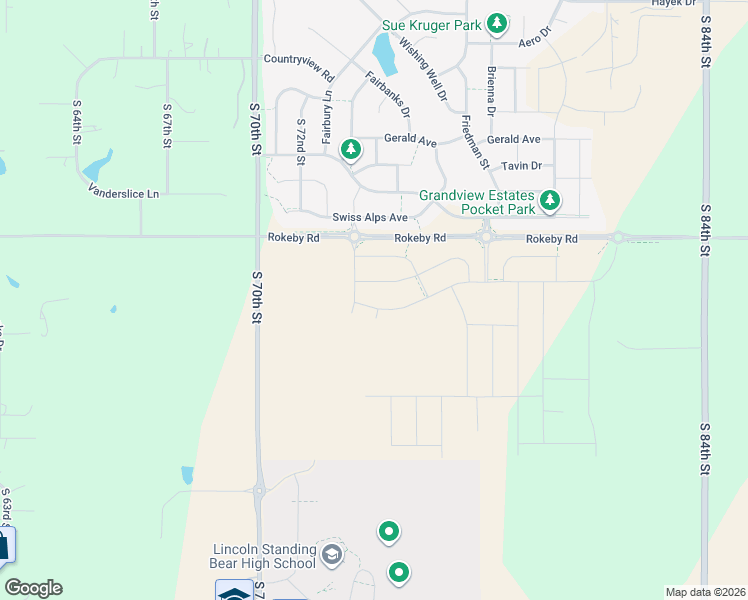 map of restaurants, bars, coffee shops, grocery stores, and more near 7405 Rokeby Road in Lincoln