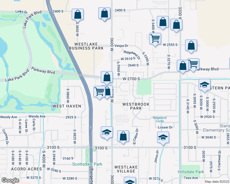 map of restaurants, bars, coffee shops, grocery stores, and more near 2774 South Downs Way in West Valley City