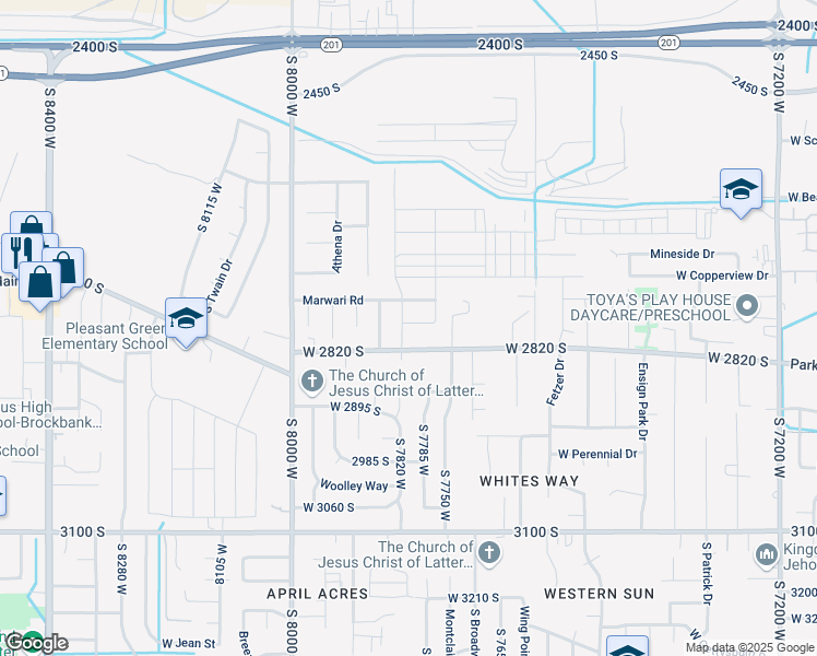 map of restaurants, bars, coffee shops, grocery stores, and more near 7817 Range Creek Lane in Magna