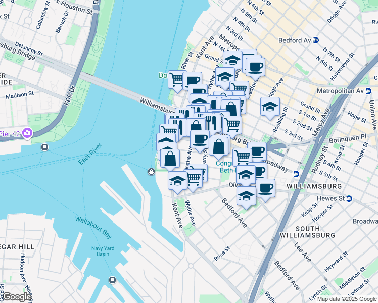 map of restaurants, bars, coffee shops, grocery stores, and more near in Brooklyn