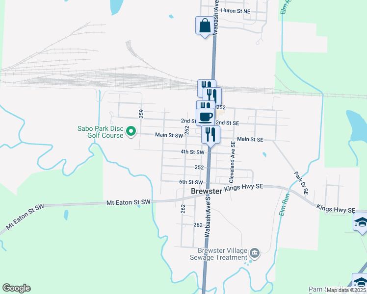 map of restaurants, bars, coffee shops, grocery stores, and more near 205 4th Street Southeast in Brewster