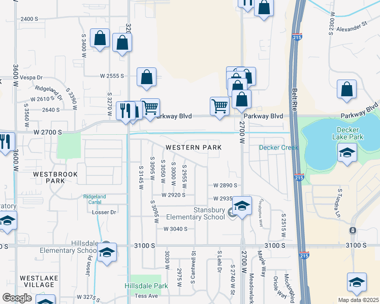 map of restaurants, bars, coffee shops, grocery stores, and more near 2923 Baty Drive 2745 south in West Valley City