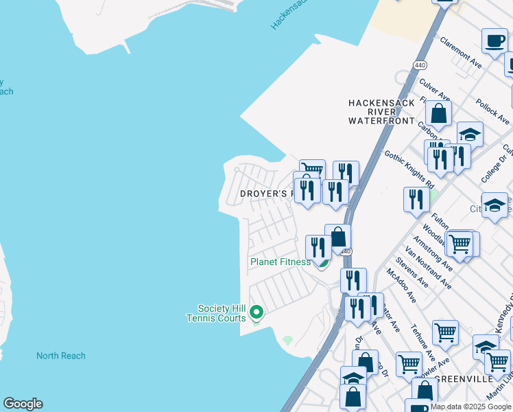 map of restaurants, bars, coffee shops, grocery stores, and more near 15 Tellicherry Court in Jersey City