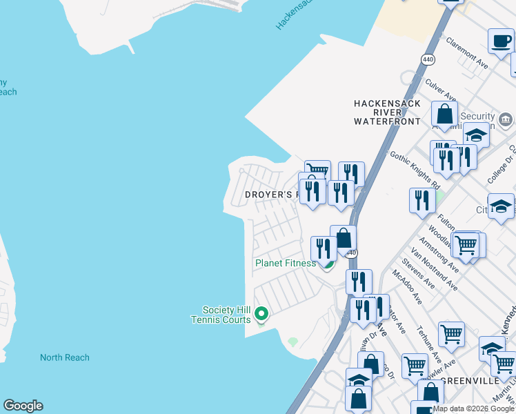 map of restaurants, bars, coffee shops, grocery stores, and more near in Jersey City