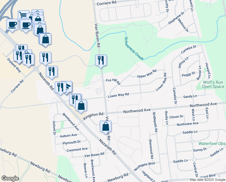 map of restaurants, bars, coffee shops, grocery stores, and more near 6 Clover Hollow Road in Easton
