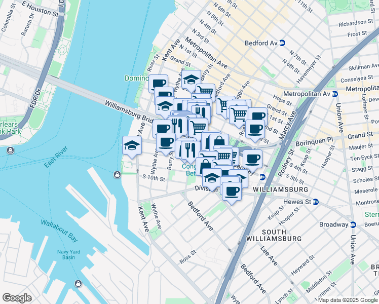 map of restaurants, bars, coffee shops, grocery stores, and more near in Brooklyn
