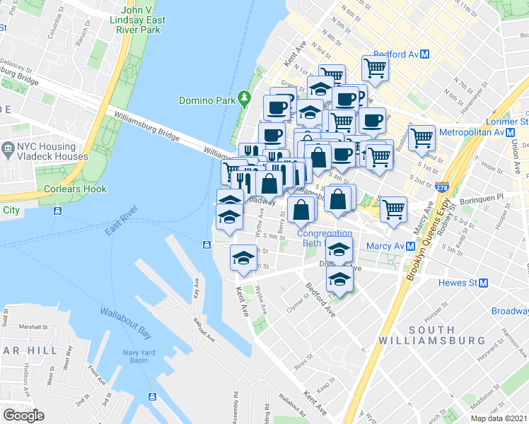 map of restaurants, bars, coffee shops, grocery stores, and more near in Brooklyn