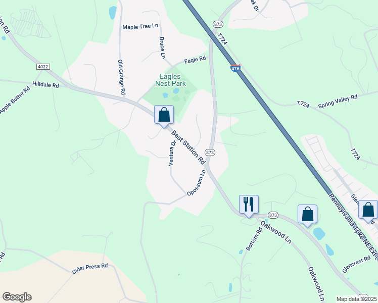 map of restaurants, bars, coffee shops, grocery stores, and more near 3725 Best Station Road in Slatington