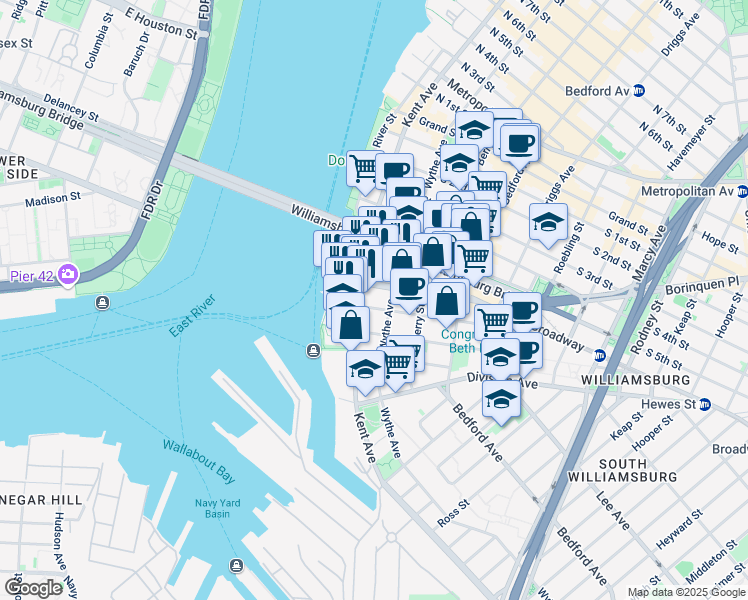 map of restaurants, bars, coffee shops, grocery stores, and more near 37 South 8th Street in Brooklyn