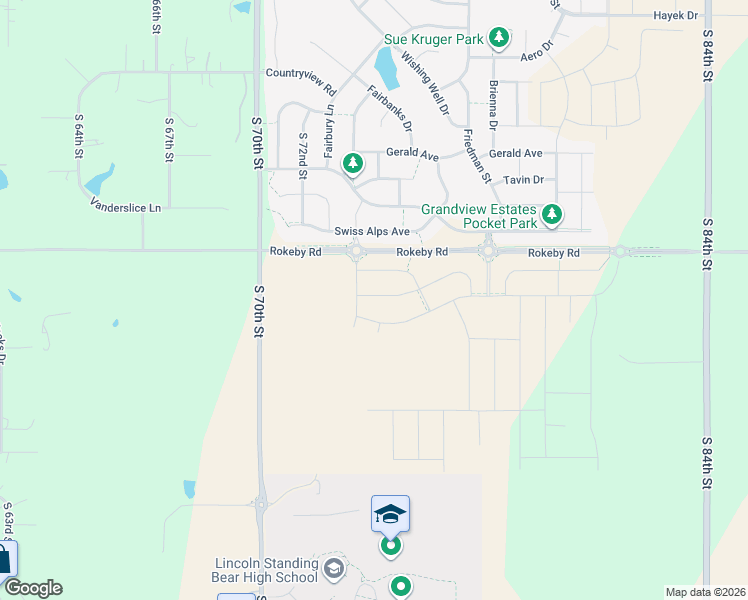 map of restaurants, bars, coffee shops, grocery stores, and more near 7405 Rokeby Road in Lincoln