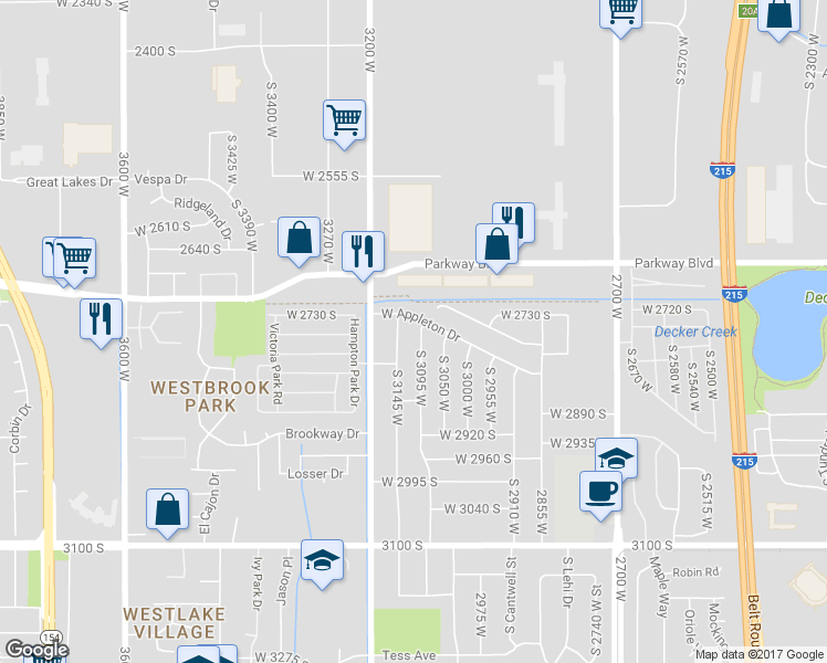 map of restaurants, bars, coffee shops, grocery stores, and more near 2756 South 3095 West in West Valley City