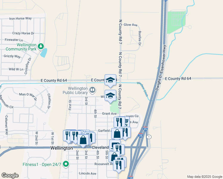 map of restaurants, bars, coffee shops, grocery stores, and more near 4000 Wilson Avenue in Wellington