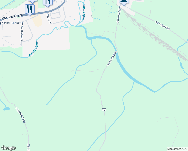 map of restaurants, bars, coffee shops, grocery stores, and more near 9093 Arrow Road Northwest in Minerva