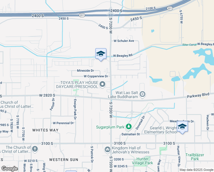 map of restaurants, bars, coffee shops, grocery stores, and more near 7230 West San Harbor Lane in Magna