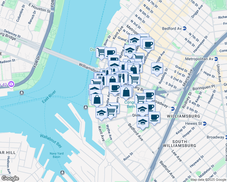 map of restaurants, bars, coffee shops, grocery stores, and more near in Brooklyn