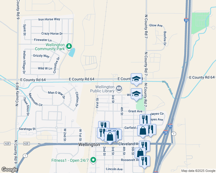 map of restaurants, bars, coffee shops, grocery stores, and more near 3751 Henderson Avenue in Wellington