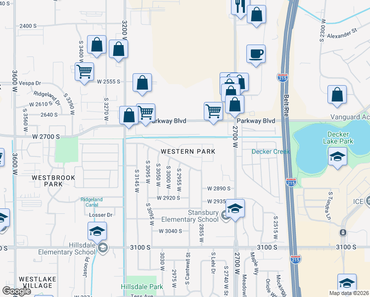 map of restaurants, bars, coffee shops, grocery stores, and more near 2953 Baty Drive 2745 south in West Valley City