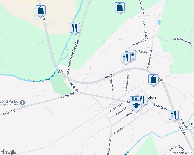 map of restaurants, bars, coffee shops, grocery stores, and more near 171 New Jersey 31 in Hampton