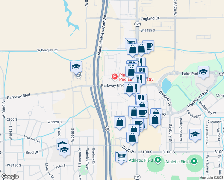 map of restaurants, bars, coffee shops, grocery stores, and more near 5749 Loch Raven Court in Salt Lake City
