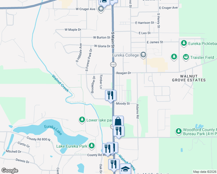 map of restaurants, bars, coffee shops, grocery stores, and more near 100-108 Orchard St in Eureka