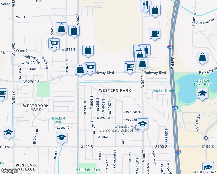 map of restaurants, bars, coffee shops, grocery stores, and more near 2953 Baty Drive 2745 south in West Valley City