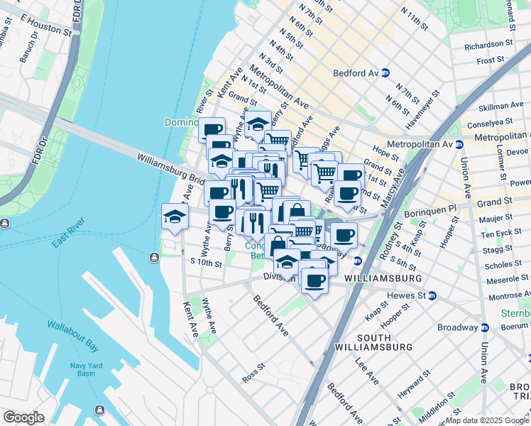 map of restaurants, bars, coffee shops, grocery stores, and more near in Brooklyn