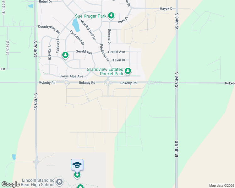 map of restaurants, bars, coffee shops, grocery stores, and more near 7501-8999 Rokeby Road in Lincoln
