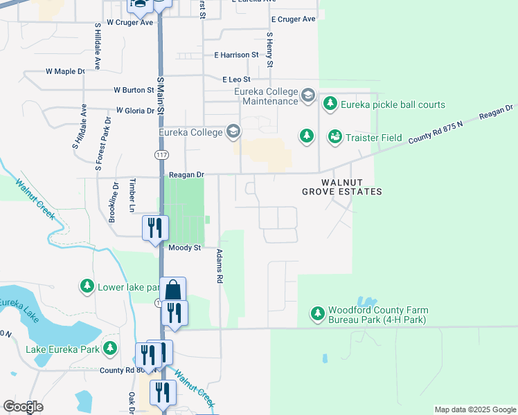 map of restaurants, bars, coffee shops, grocery stores, and more near Enchanted Gardens in Eureka