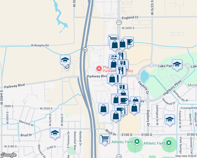 map of restaurants, bars, coffee shops, grocery stores, and more near 2757 Glen Eagle Drive in West Valley City
