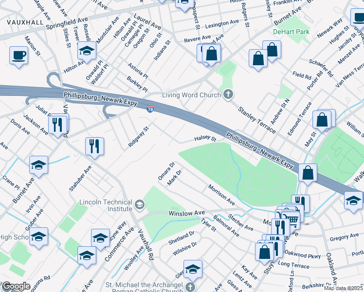 map of restaurants, bars, coffee shops, grocery stores, and more near 2303 Morrison Avenue in Union