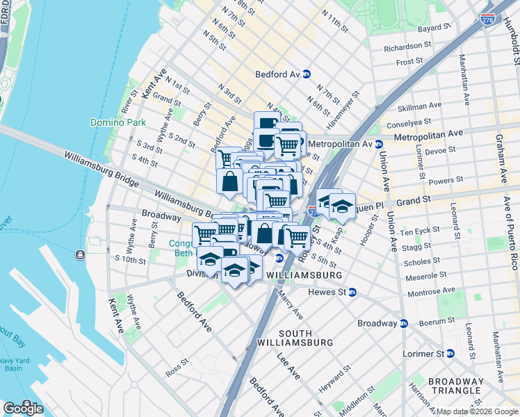 map of restaurants, bars, coffee shops, grocery stores, and more near 217 Havemeyer Street in Brooklyn