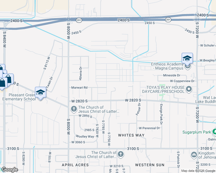 map of restaurants, bars, coffee shops, grocery stores, and more near 7846 West 2820 South in Magna