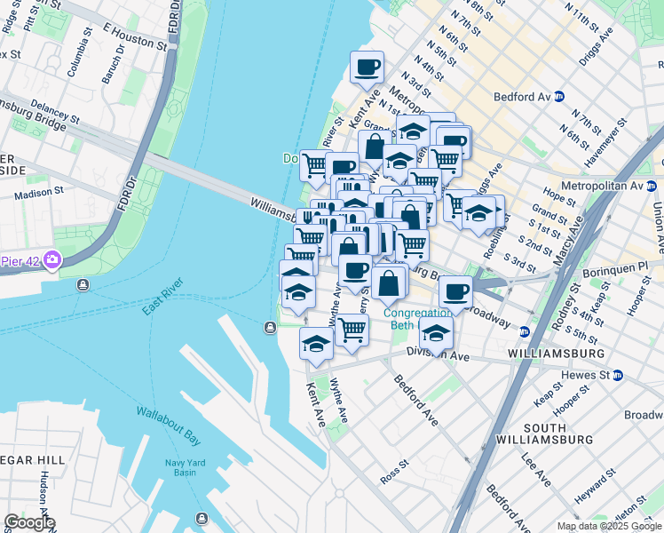 map of restaurants, bars, coffee shops, grocery stores, and more near in Brooklyn