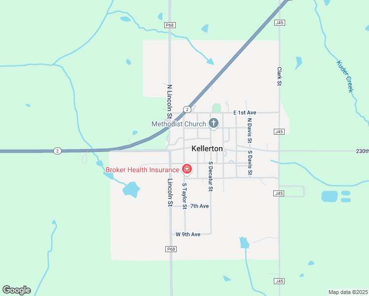 map of restaurants, bars, coffee shops, grocery stores, and more near 3rd Ave in Kellerton
